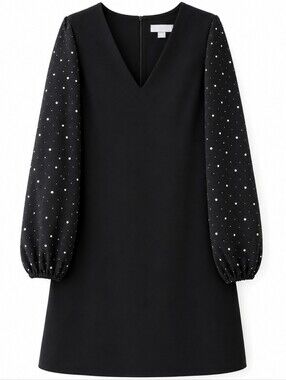 Black mini dress with pearl details #party #eveningwear